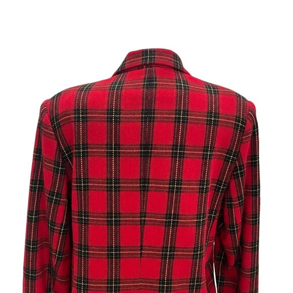 Red Plaid Wool Blend Blazer 16 Oversize Holiday Tartan Retro Preppy Taylor Swift - Picture 5 of 9
